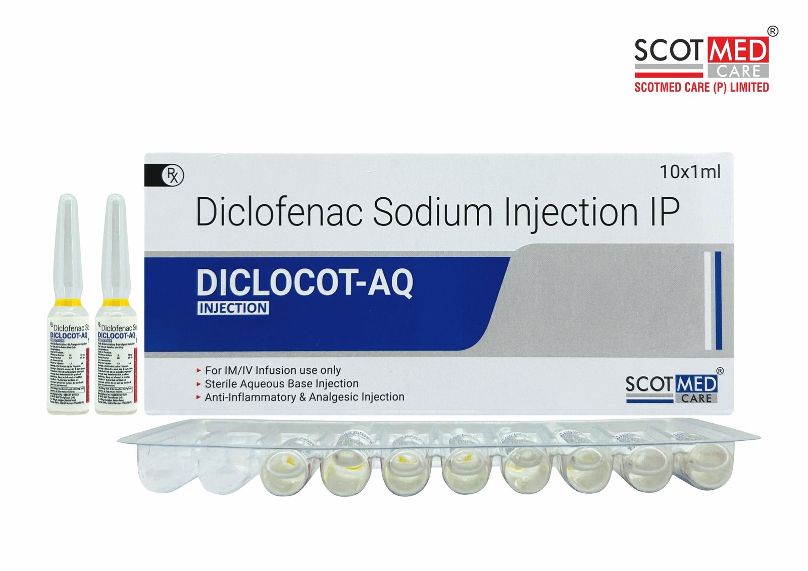 Diclofenac Sodium Injection IP DICLOCOT-AQ 1 ml ampoules by Scotmed Care