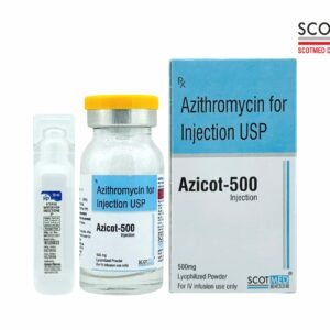 Azithromycin for Injection USP 500 mg (Azicot-500) lyophilized IV antibiotic injection by Scotmed Care