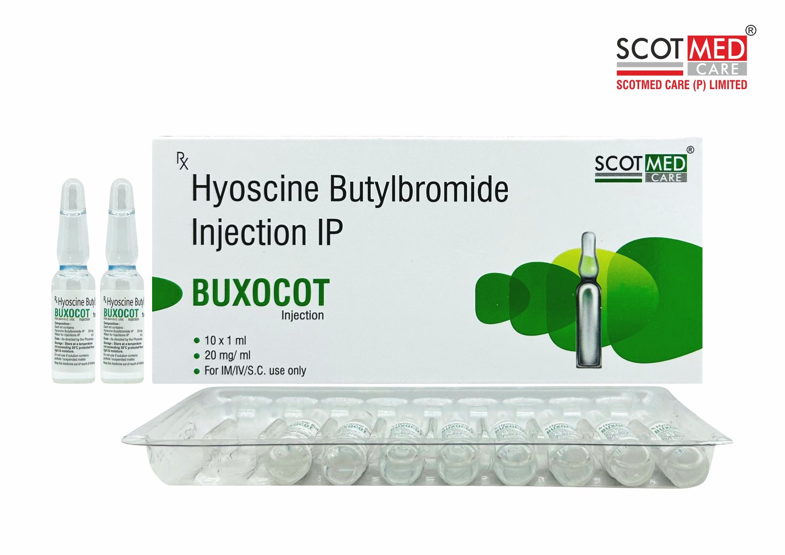 Hyoscine Butylbromide Injection IP (BUXOCOT Injection) 20mg/ml by Scotmed Care