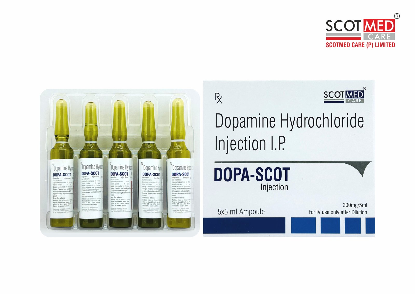 Dopamine Hydrochloride Injection 200mg/5ml DOPA-SCOT critical care injection