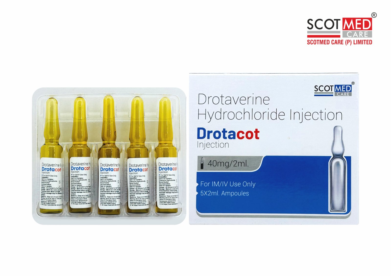 Drotaverine Hydrochloride Injection 40 mg/2 ml Drotacot Scotmed Care