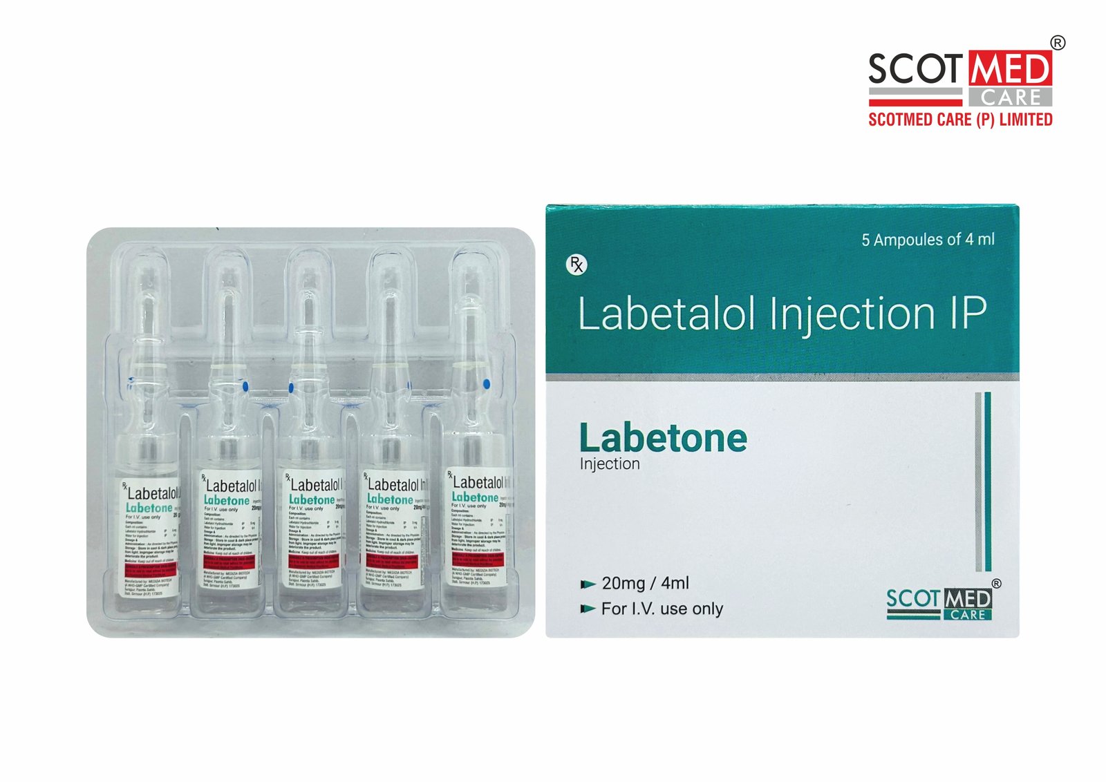 Labetalol Injection IP 20 mg/4 ml Labetone critical care injection