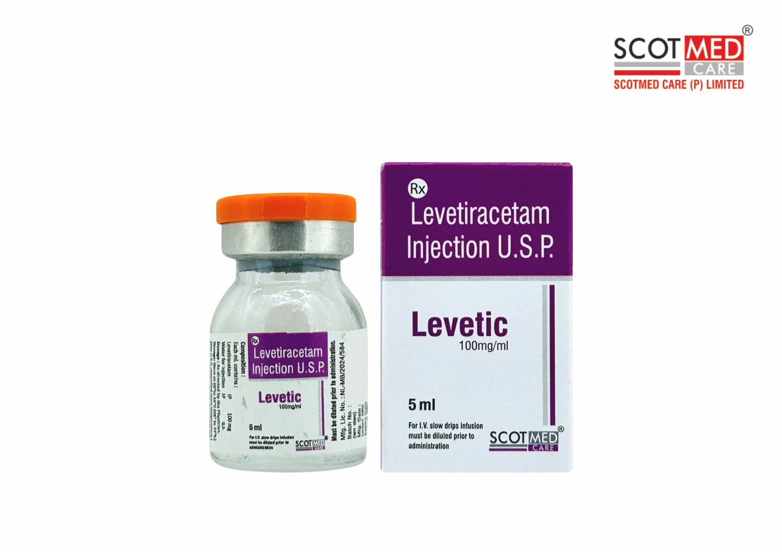 Levetiracetam Injection 100mg/ml Levetic 5ml critical care injection