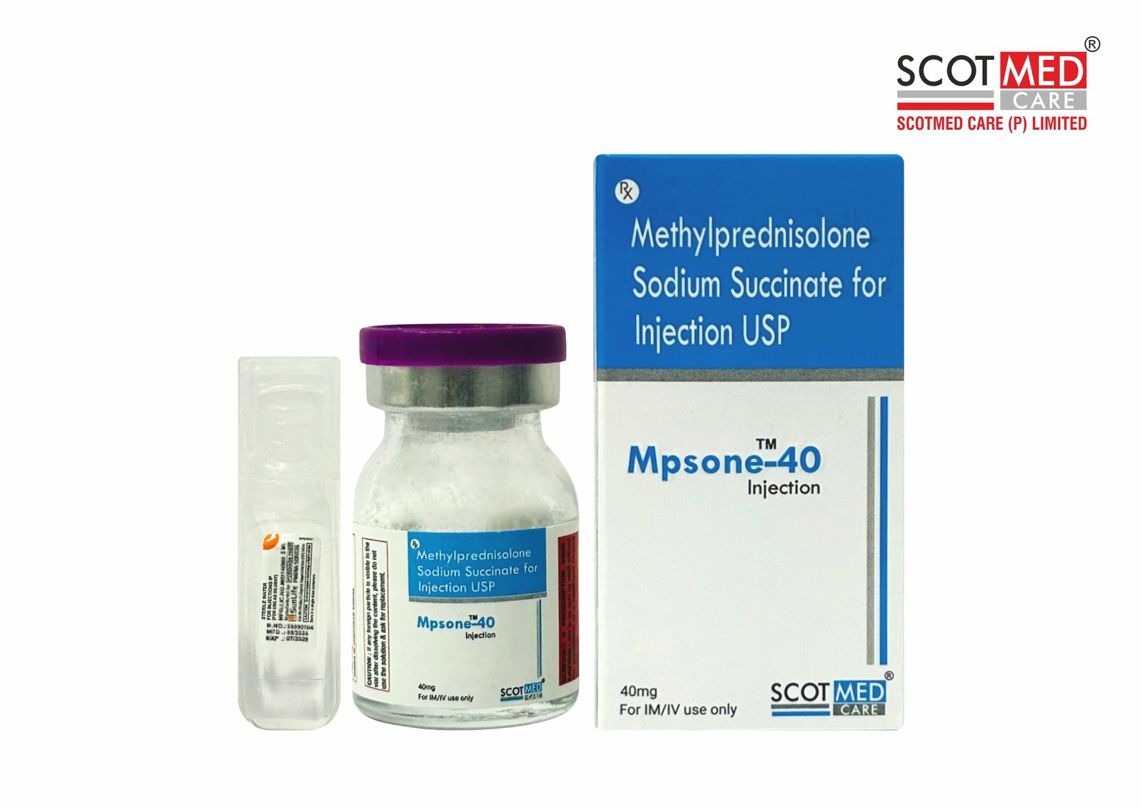 Methylprednisolone Sodium Succinate Injection USP 40mg Mpsone-40 Scotmed Care