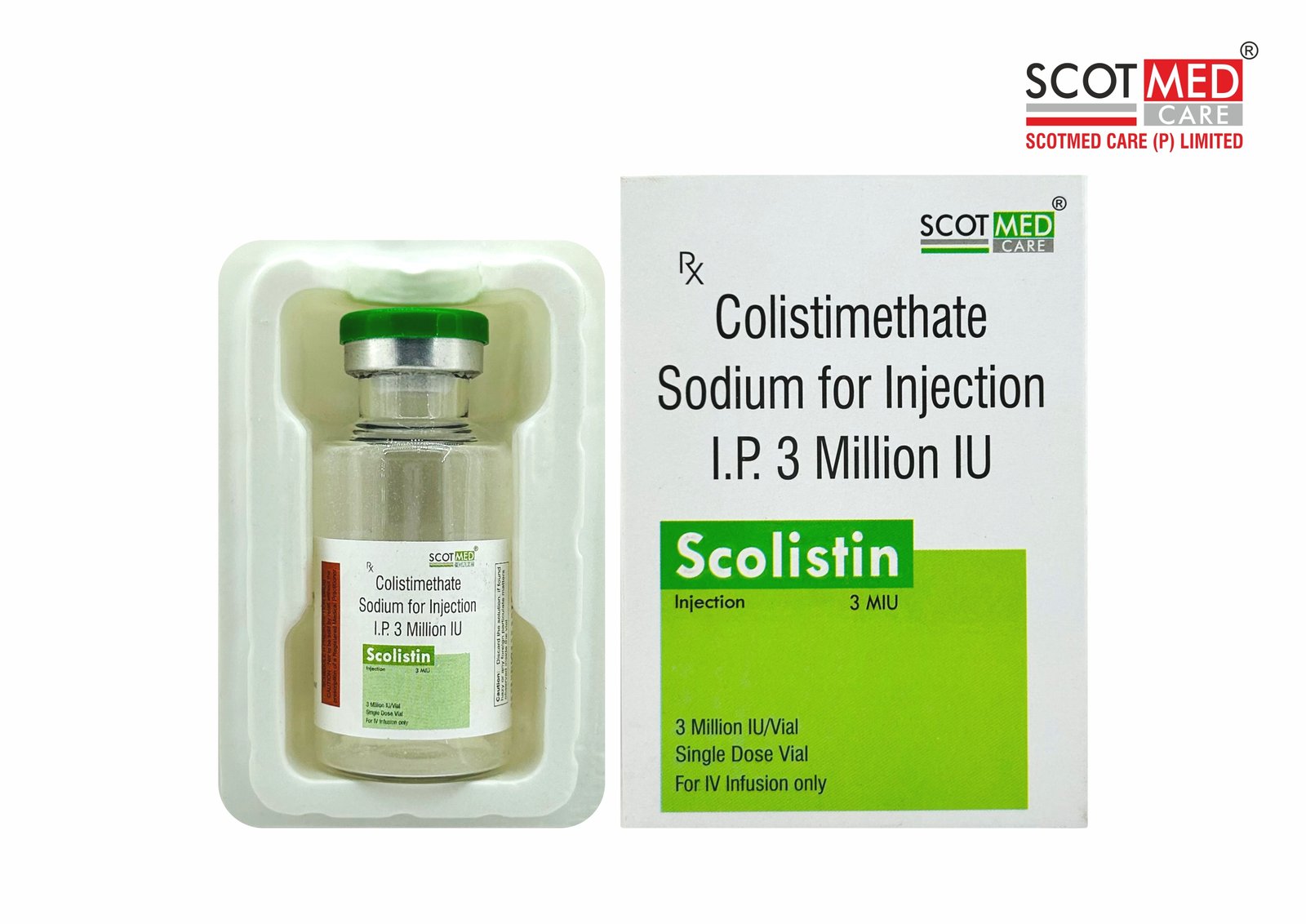 Colistimethate Sodium for Injection I.P. 3 Million IU Scolistin 3 MIU Scotmed Care