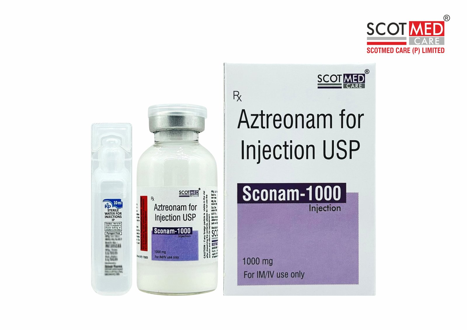 Aztreonam Injection USP 1000 mg Sconam-1000 critical care injection