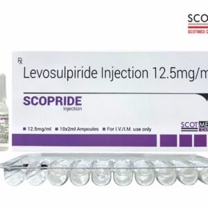SCOPRIDE Injection (Levosulpiride Injection 12.5mg/ml) 10x2ml Ampoules manufactured by Scotmed Care – WHO-GMP Certified Critical Care Injection Company