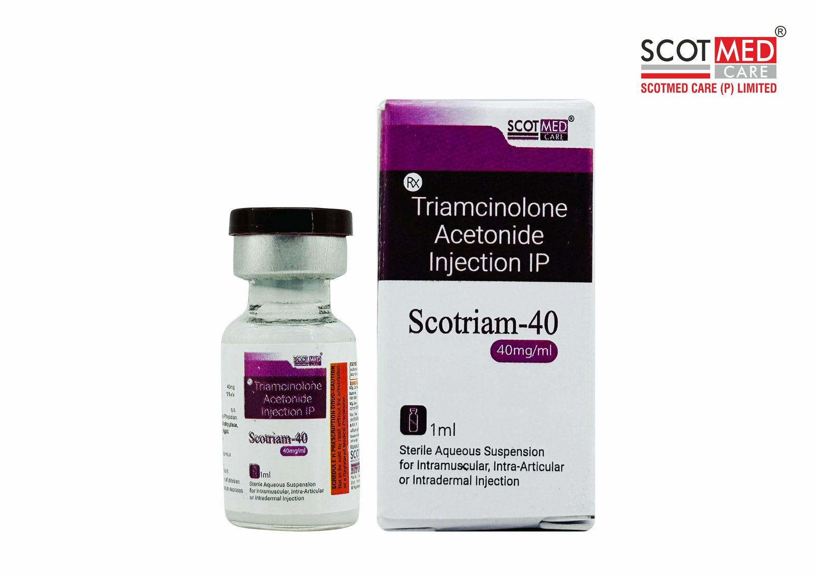 Triamcinolone Acetonide Injection 40 mg/ml Scotriam-40 1 ml vial