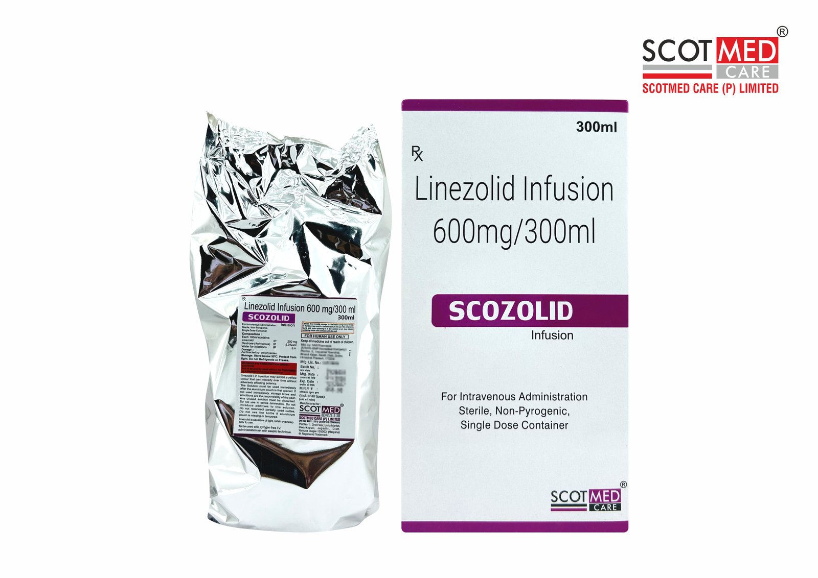 Linezolid Infusion 600mg/300ml SCOZOLID critical care IV infusion by Scotmed Care