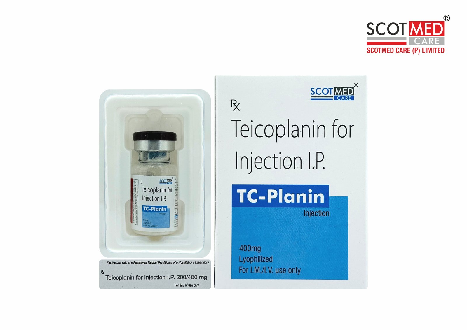 Teicoplanin for Injection I.P. 400 mg TC-Planin critical care injection Scotmed Care