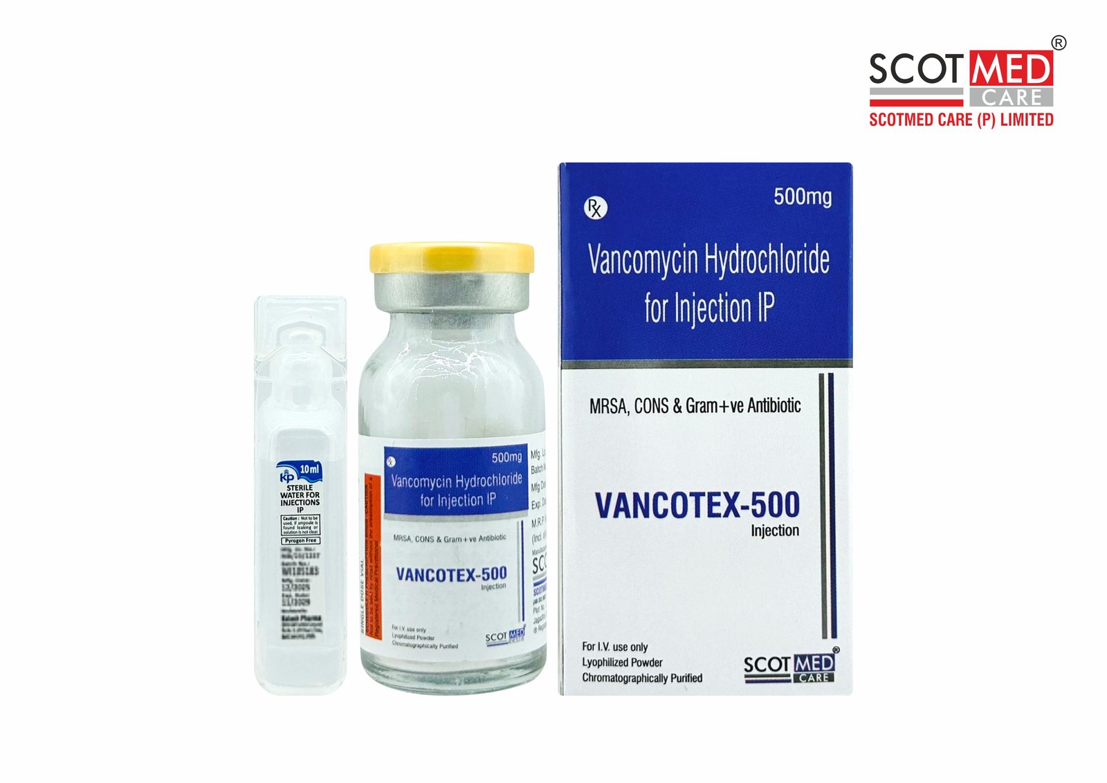 Vancomycin Hydrochloride Injection IP 500 mg VANCOTEX-500 critical care injection