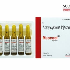 Acetylcysteine Injection BP 200 mg/ml Mucoscot 20% 2ml ampoules – Scotmed Care