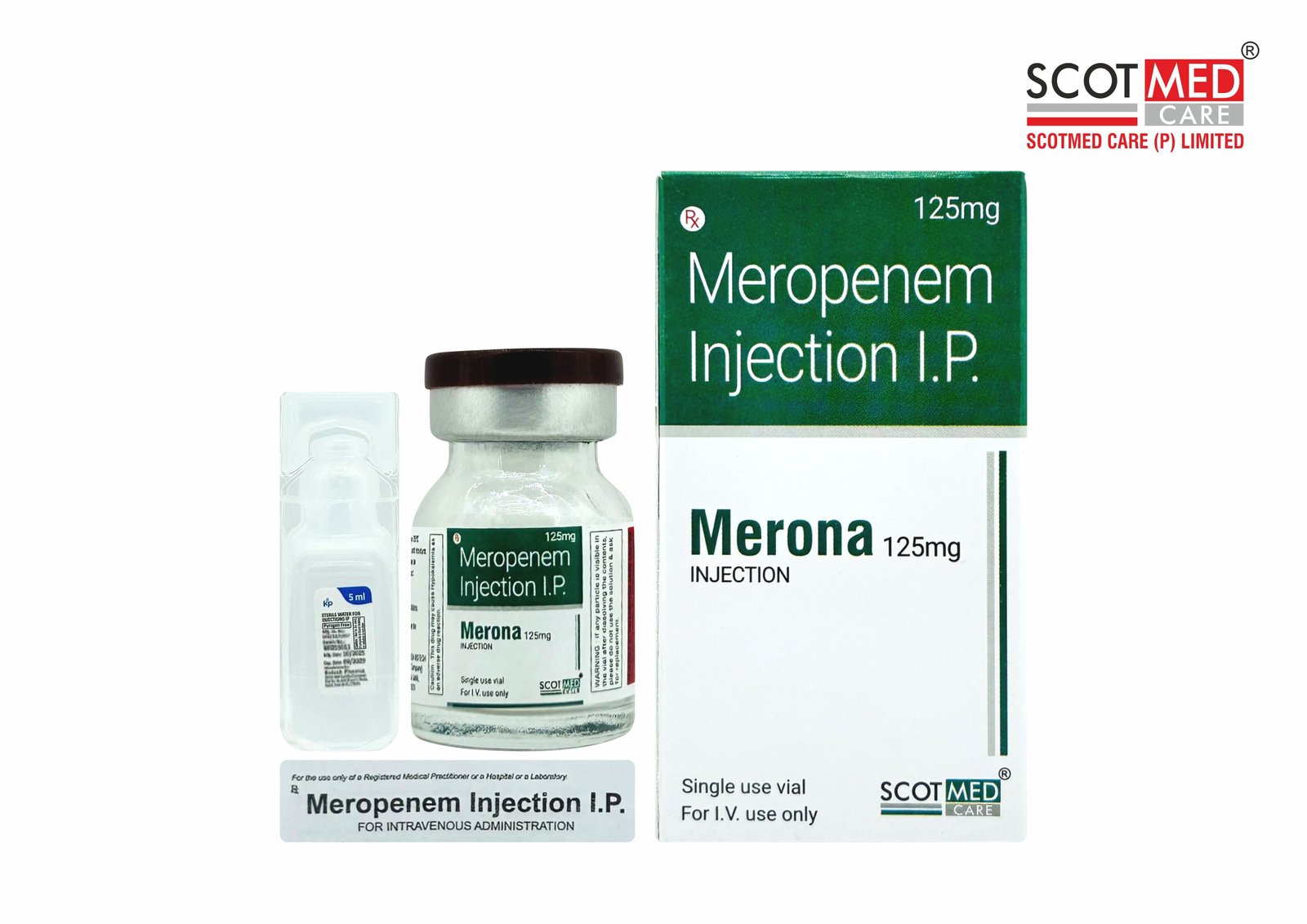 Meropenem Injection IP 125mg (Meropenem) Merona by Scotmed Care – Critical Care Antibiotic Injection Manufacturer in India