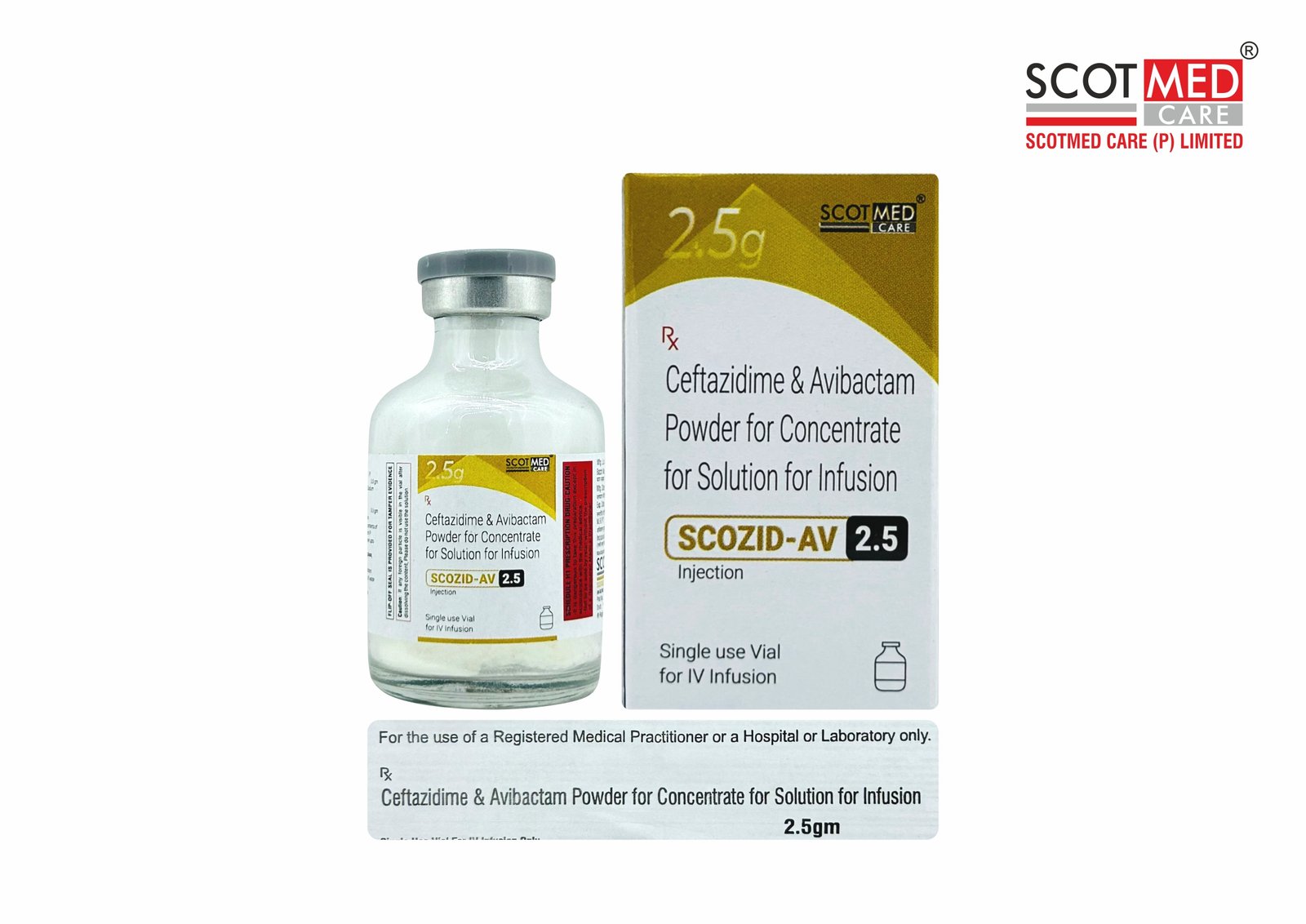 Ceftazidime 2g + Avibactam 500mg Injection (Scozid-AV 2.5) | Critical Care Antibiotic Injection | Scotmed Care