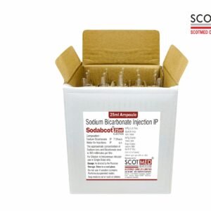 Sodium Bicarbonate Injection IP 7.5% w/v (Sodabcot 25ml) sterile ampoule by Scotmed Care - WHO GMP Certified Critical Care Injection Manufacturer