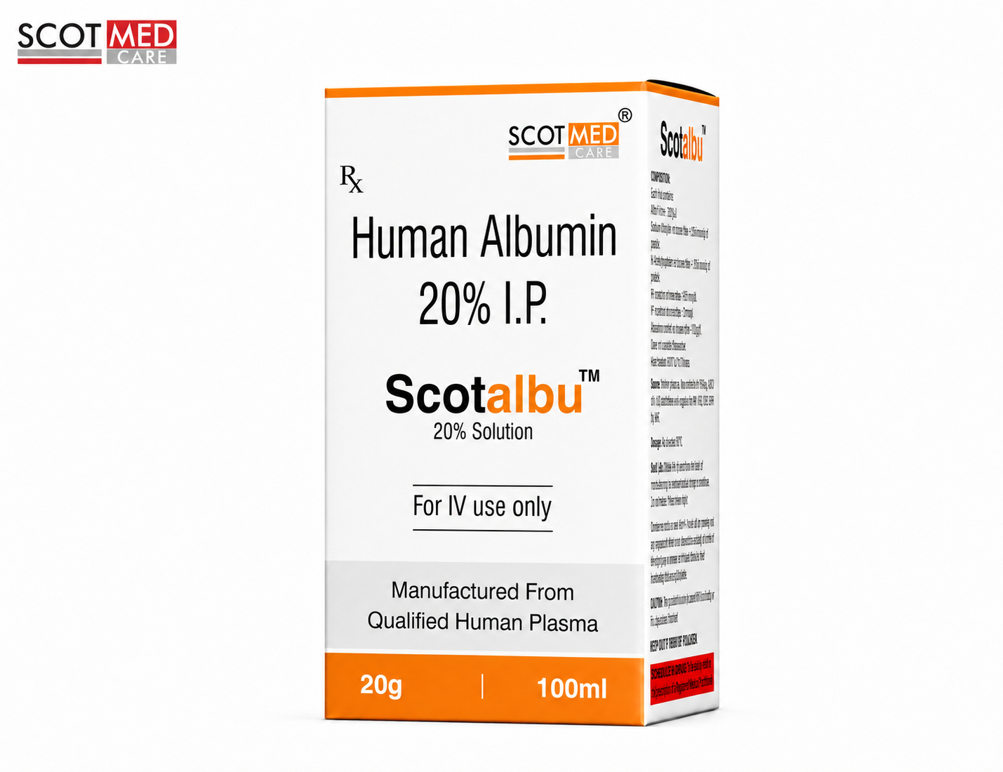 Human Albumin 20% Infusion 100ml SCOTALBU by Scotmed Care